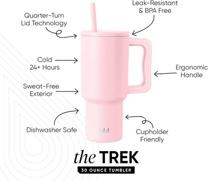 Tumbler with Handle and Straw | 40oz | 80s Mix | Trek Tumbler, Travel Mug | Insulated Water Bottle, Cupholder Friendly, Stainless Steel Cup | 80s Mix - Colors C
