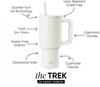 Tumbler with Handle and Straw | 40oz | 80s Mix | Trek Tumbler, Travel Mug | Insulated Water Bottle, Cupholder Friendly, Stainless Steel Cup | 80s Mix - Colors C