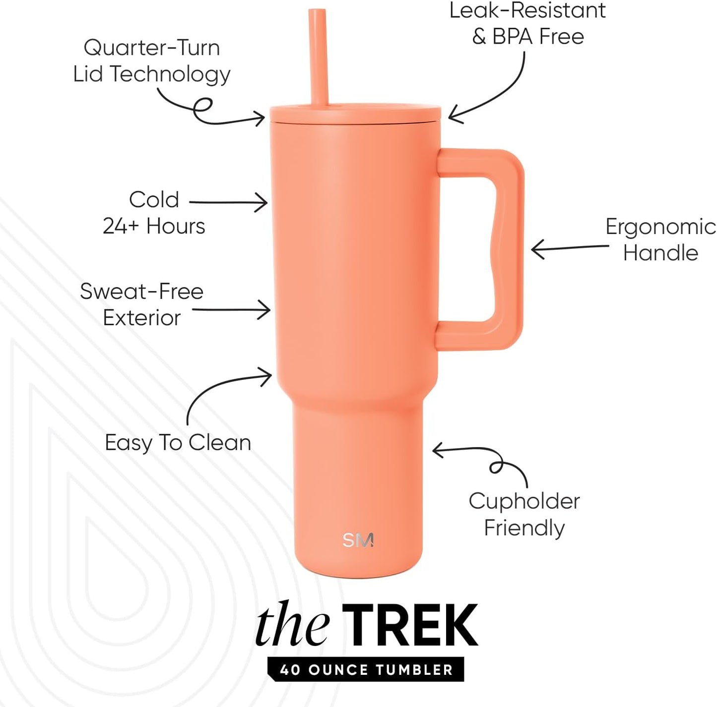 Tumbler with Handle and Straw | 40oz | 80s Mix | Trek Tumbler, Travel Mug | Insulated Water Bottle, Cupholder Friendly, Stainless Steel Cup | 80s Mix - Colors C