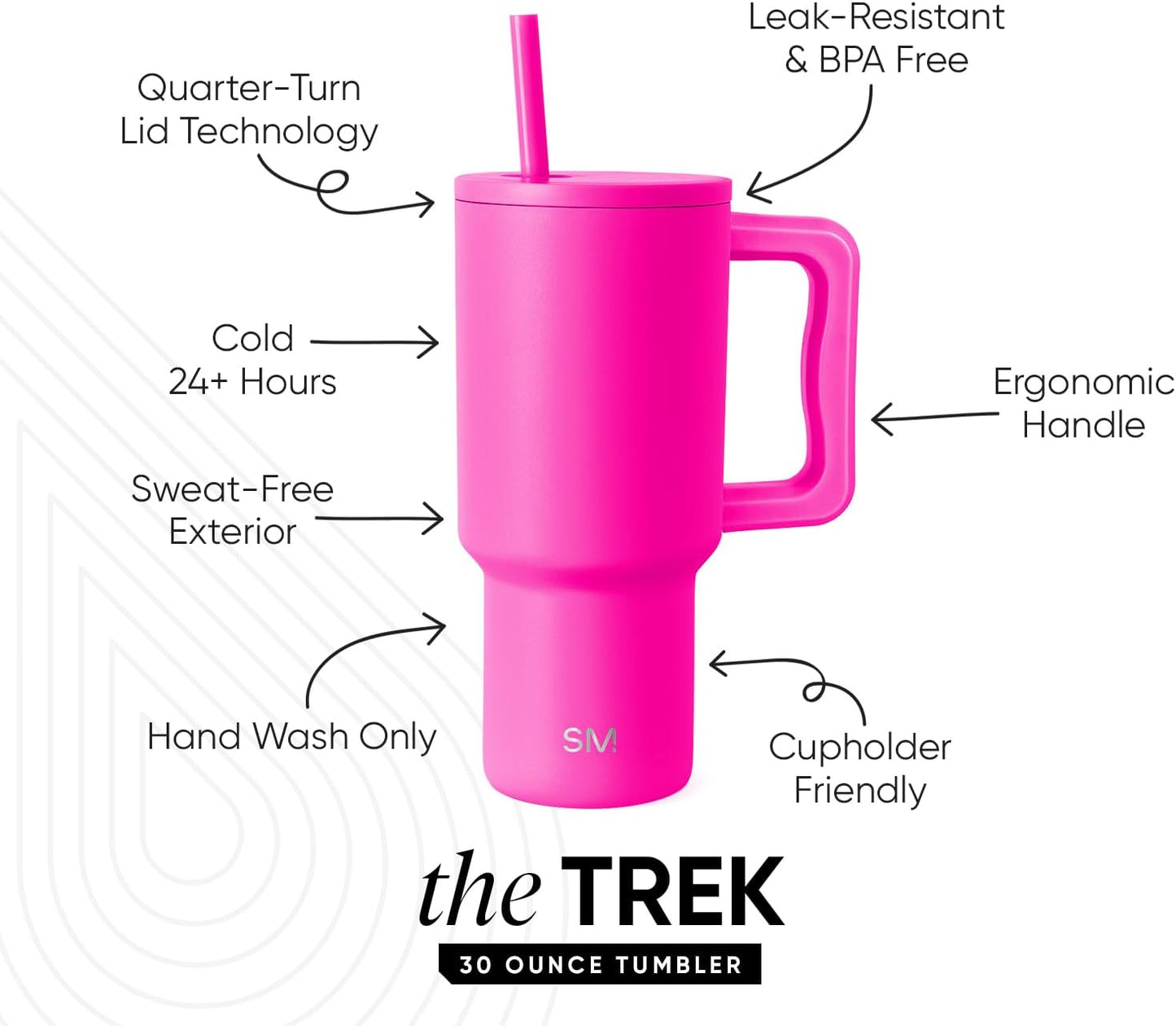 Tumbler with Handle and Straw | 40oz | 80s Mix | Trek Tumbler, Travel Mug | Insulated Water Bottle, Cupholder Friendly, Stainless Steel Cup | 80s Mix - Colors C