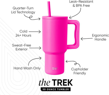 Tumbler with Handle and Straw | 40oz | 80s Mix | Trek Tumbler, Travel Mug | Insulated Water Bottle, Cupholder Friendly, Stainless Steel Cup | 80s Mix - Colors C
