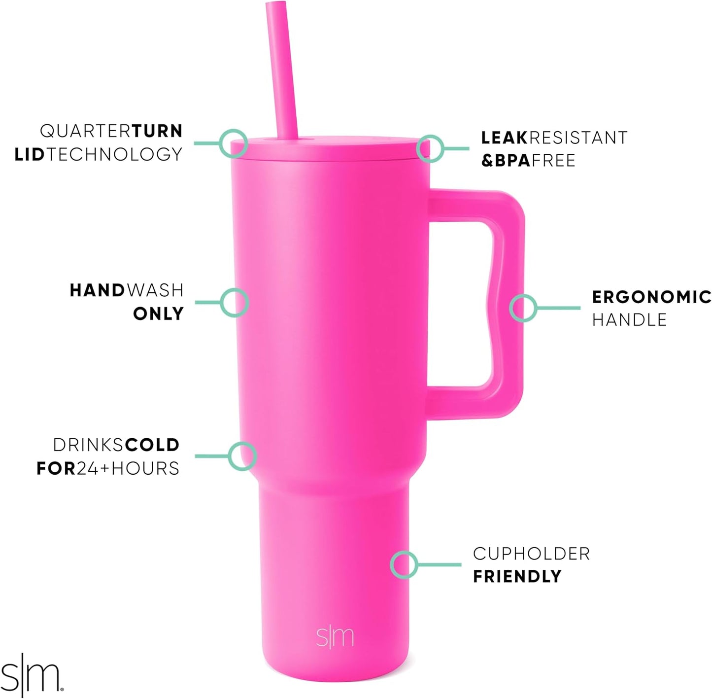 Tumbler with Handle and Straw | 40oz | 80s Mix | Trek Tumbler, Travel Mug | Insulated Water Bottle, Cupholder Friendly, Stainless Steel Cup | 80s Mix - Colors C