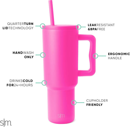 Tumbler with Handle and Straw | 40oz | 80s Mix | Trek Tumbler, Travel Mug | Insulated Water Bottle, Cupholder Friendly, Stainless Steel Cup | 80s Mix - Colors C