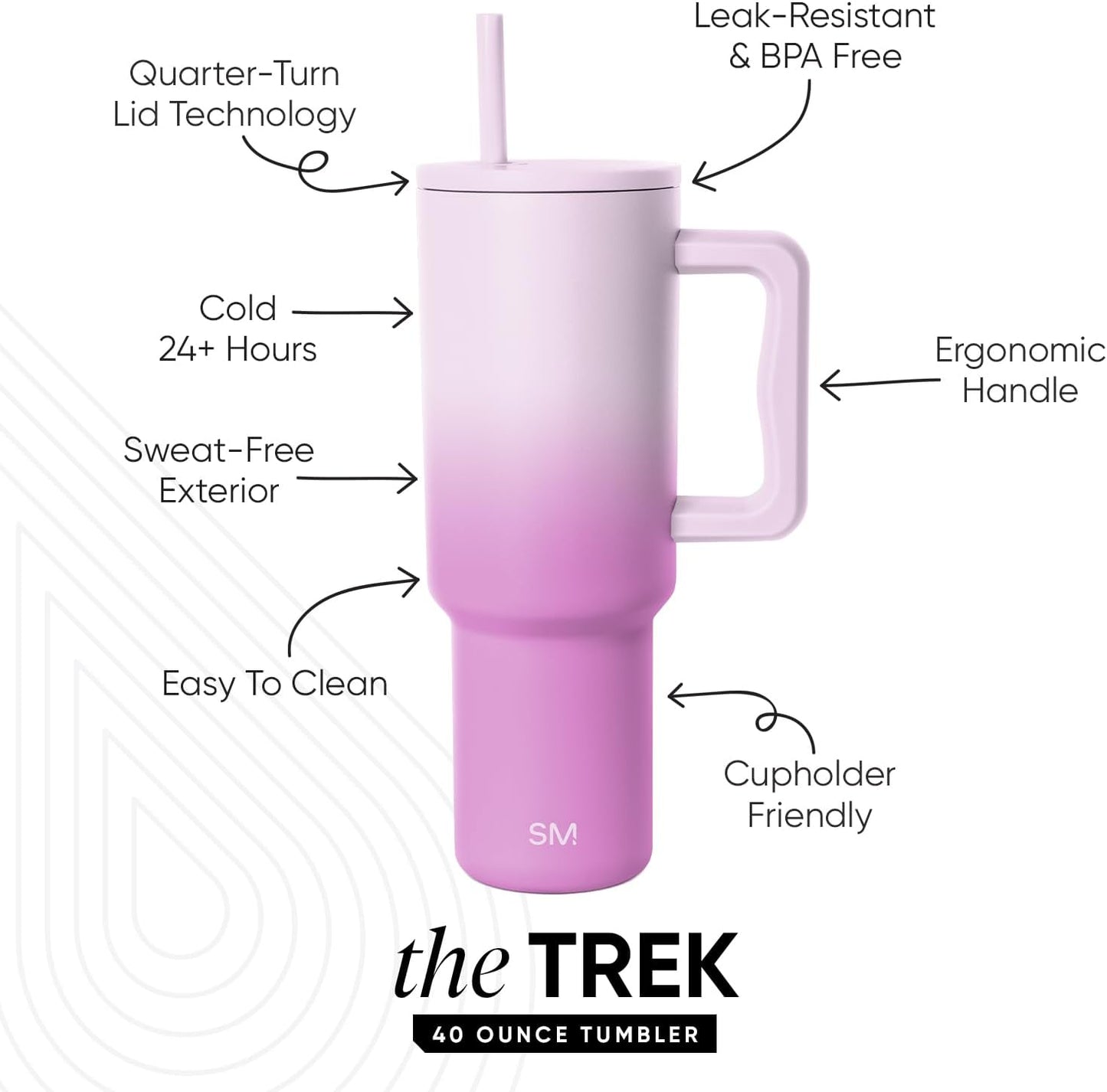 Tumbler with Handle and Straw | 40oz | 80s Mix | Trek Tumbler, Travel Mug | Insulated Water Bottle, Cupholder Friendly, Stainless Steel Cup | 80s Mix - Colors C