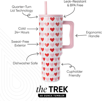 Tumbler with Handle and Straw | 40oz | 80s Mix | Trek Tumbler, Travel Mug | Insulated Water Bottle, Cupholder Friendly, Stainless Steel Cup | 80s Mix - Colors C