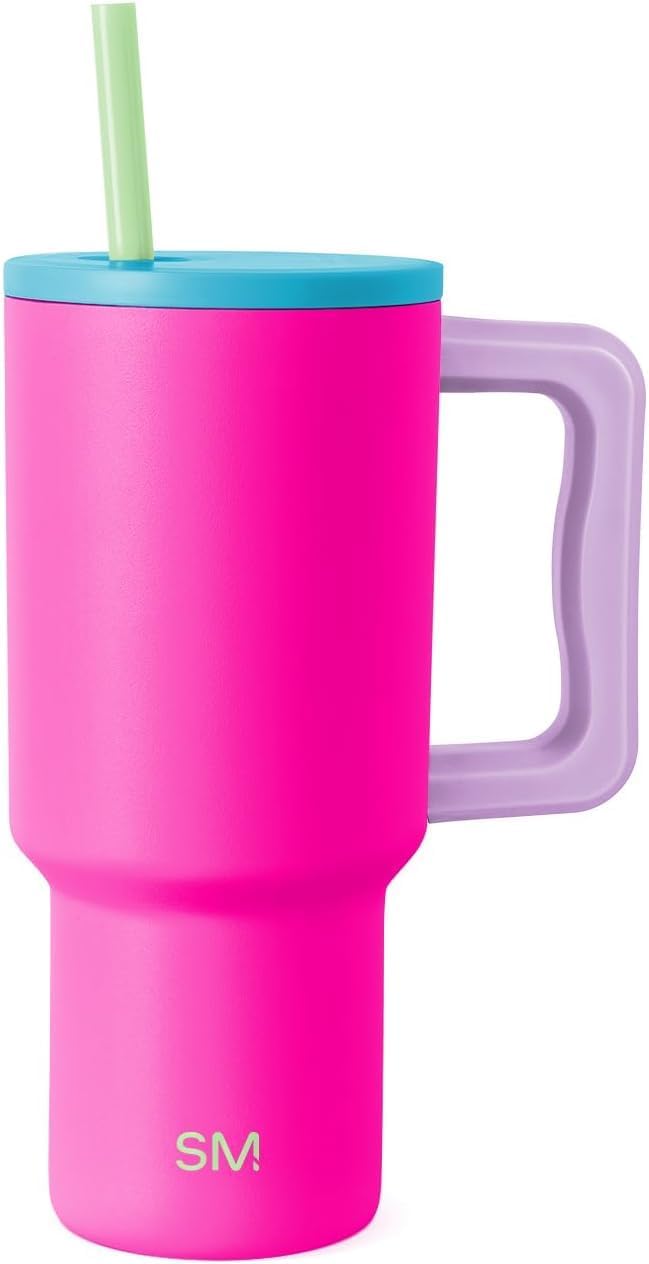 Tumbler with Handle and Straw | 40oz | 80s Mix | Trek Tumbler, Travel Mug | Insulated Water Bottle, Cupholder Friendly, Stainless Steel Cup | 80s Mix - Colors C