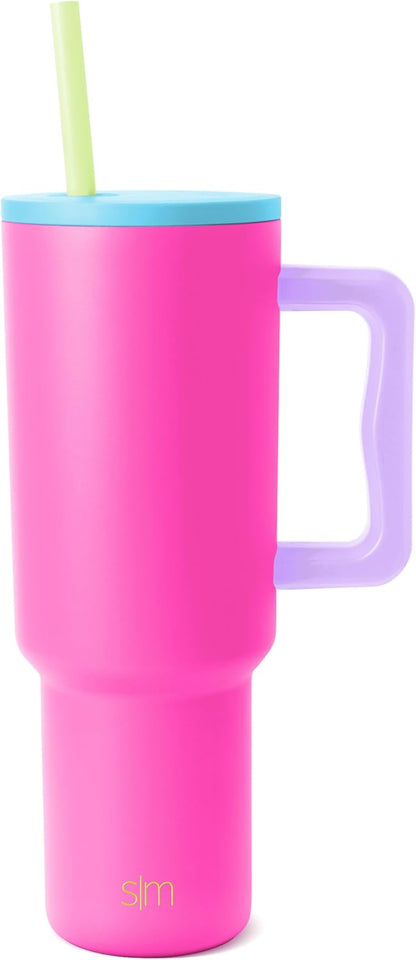 Tumbler with Handle and Straw | 40oz | 80s Mix | Trek Tumbler, Travel Mug | Insulated Water Bottle, Cupholder Friendly, Stainless Steel Cup | 80s Mix - Colors C