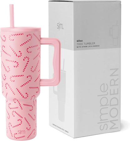 Tumbler with Handle and Straw | 40oz | 80s Mix | Trek Tumbler, Travel Mug | Insulated Water Bottle, Cupholder Friendly, Stainless Steel Cup | 80s Mix - Colors C
