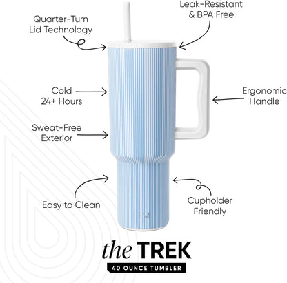 Tumbler with Handle and Straw | 40oz | 80s Mix | Trek Tumbler, Travel Mug | Insulated Water Bottle, Cupholder Friendly, Stainless Steel Cup | 80s Mix - Colors C