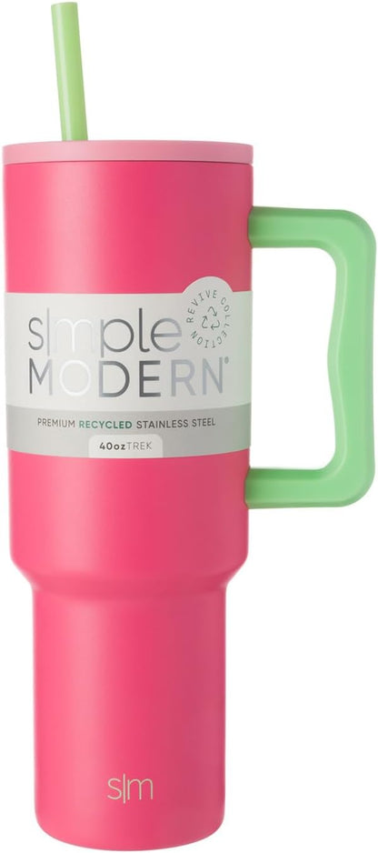 Tumbler with Handle and Straw | 40oz | 80s Mix | Trek Tumbler, Travel Mug | Insulated Water Bottle, Cupholder Friendly, Stainless Steel Cup | 80s Mix - Colors C