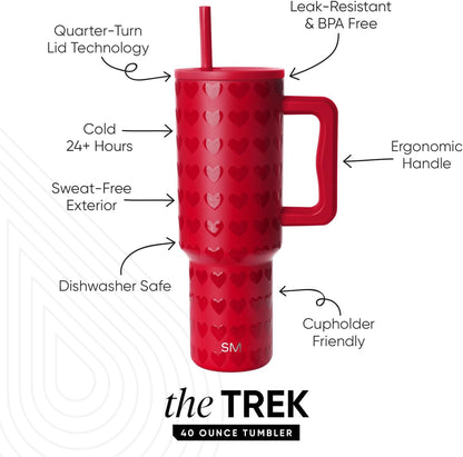 Tumbler with Handle and Straw | 40oz | 80s Mix | Trek Tumbler, Travel Mug | Insulated Water Bottle, Cupholder Friendly, Stainless Steel Cup | 80s Mix - Colors C
