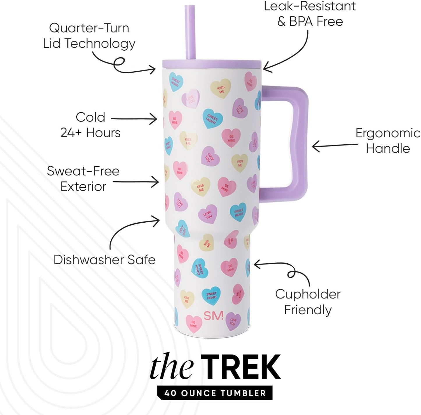 Tumbler with Handle and Straw | 40oz | 80s Mix | Trek Tumbler, Travel Mug | Insulated Water Bottle, Cupholder Friendly, Stainless Steel Cup | 80s Mix - Colors C