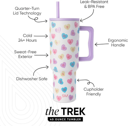 Tumbler with Handle and Straw | 40oz | 80s Mix | Trek Tumbler, Travel Mug | Insulated Water Bottle, Cupholder Friendly, Stainless Steel Cup | 80s Mix - Colors C