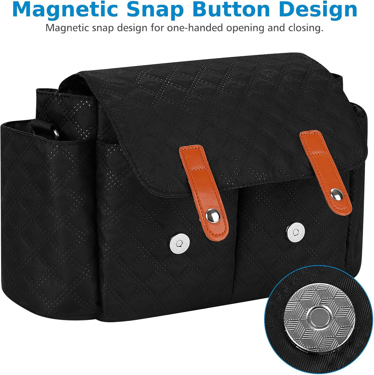 Universal Stroller Organizer, Stroller Bag with Detachable Shoulder Strap and Magnetic Snap Closure, Stroller Caddy Organizer for Uppababy Baby Jogger Britax BOB Umbrella Stroller