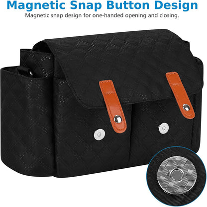 Universal Stroller Organizer, Stroller Bag with Detachable Shoulder Strap and Magnetic Snap Closure, Stroller Caddy Organizer for Uppababy Baby Jogger Britax BOB Umbrella Stroller