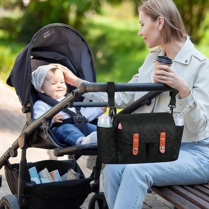 Universal Stroller Organizer, Stroller Bag with Detachable Shoulder Strap and Magnetic Snap Closure, Stroller Caddy Organizer for Uppababy Baby Jogger Britax BOB Umbrella Stroller