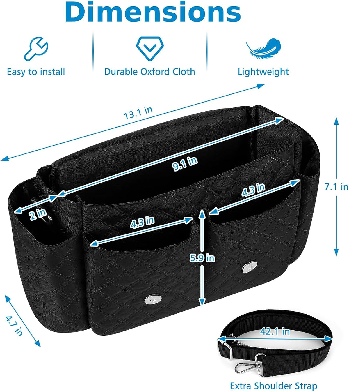Universal Stroller Organizer, Stroller Bag with Detachable Shoulder Strap and Magnetic Snap Closure, Stroller Caddy Organizer for Uppababy Baby Jogger Britax BOB Umbrella Stroller