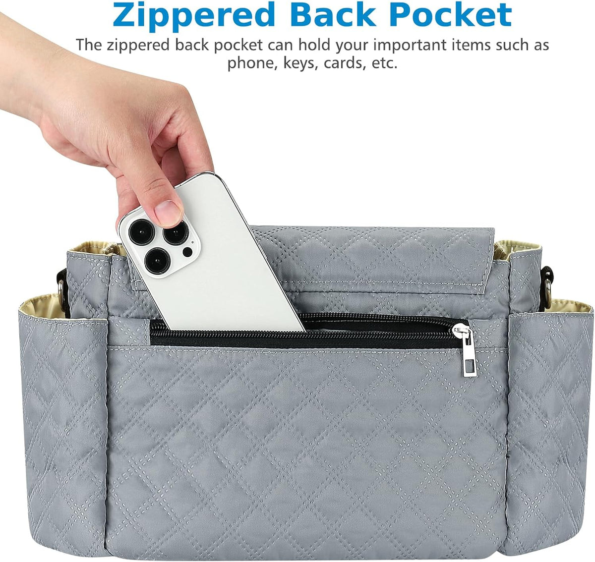 Universal Stroller Organizer, Stroller Bag with Detachable Shoulder Strap and Magnetic Snap Closure, Stroller Caddy Organizer for Uppababy Baby Jogger Britax BOB Umbrella Stroller