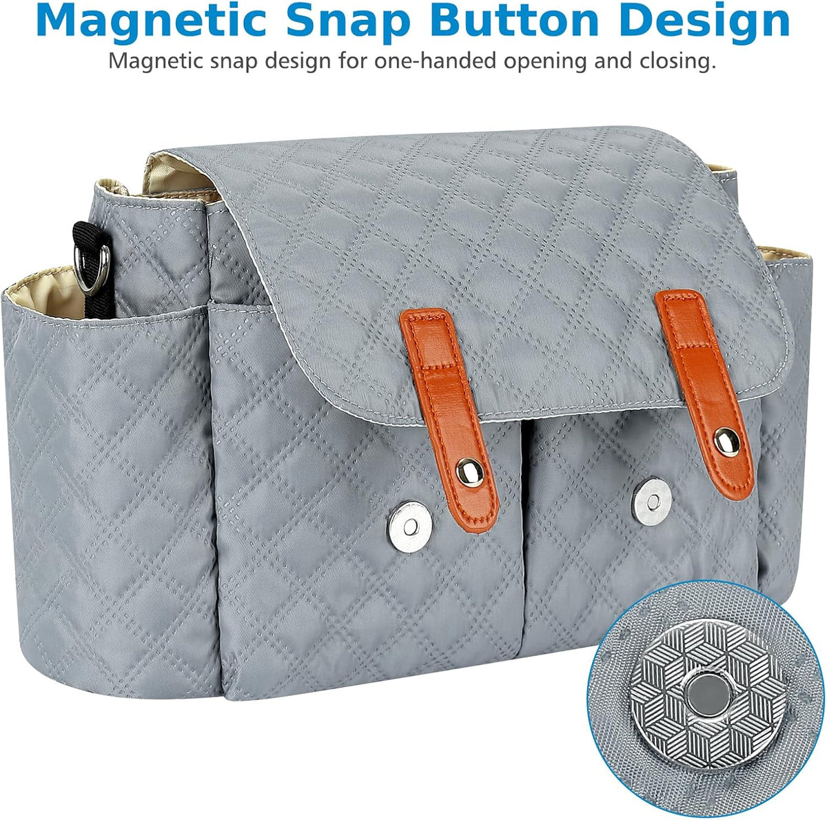 Universal Stroller Organizer, Stroller Bag with Detachable Shoulder Strap and Magnetic Snap Closure, Stroller Caddy Organizer for Uppababy Baby Jogger Britax BOB Umbrella Stroller