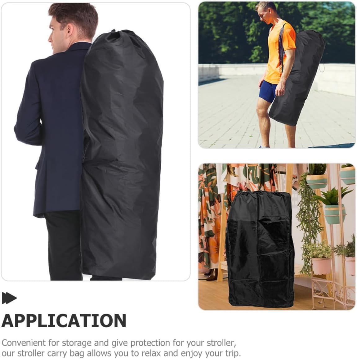 2pcs Stroller Travel Bag Set for Airplane and Car Seat Gate Check Black Umbrella Stroller Shoulder Bag with Double Shoulder Straps for Travel Storage