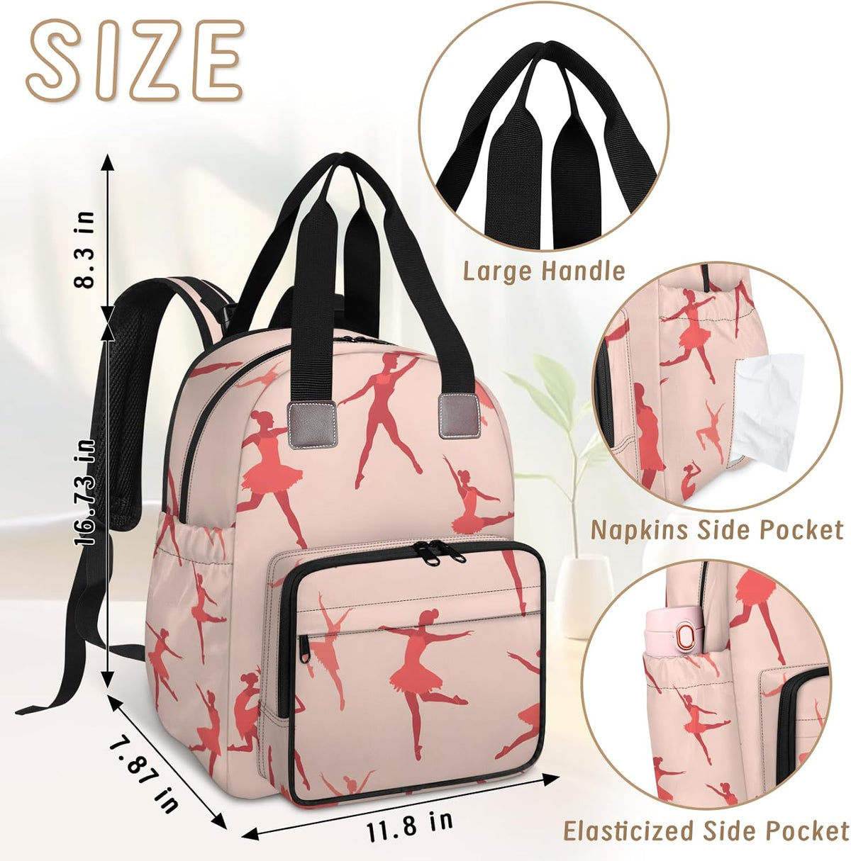 Leaves Fall Diaper Bag Backpack for Travel, Waterproof Diaper Bag with Insulated Bottle Pockets & USB Port, Large Capacity Baby Bag for Moms & Dads