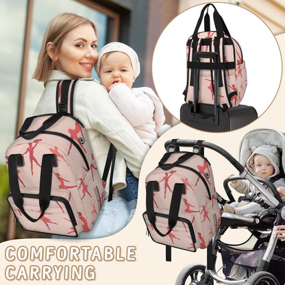Leaves Fall Diaper Bag Backpack for Travel, Waterproof Diaper Bag with Insulated Bottle Pockets & USB Port, Large Capacity Baby Bag for Moms & Dads