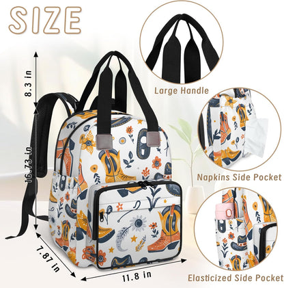 Leaves Fall Diaper Bag Backpack for Travel, Waterproof Diaper Bag with Insulated Bottle Pockets & USB Port, Large Capacity Baby Bag for Moms & Dads