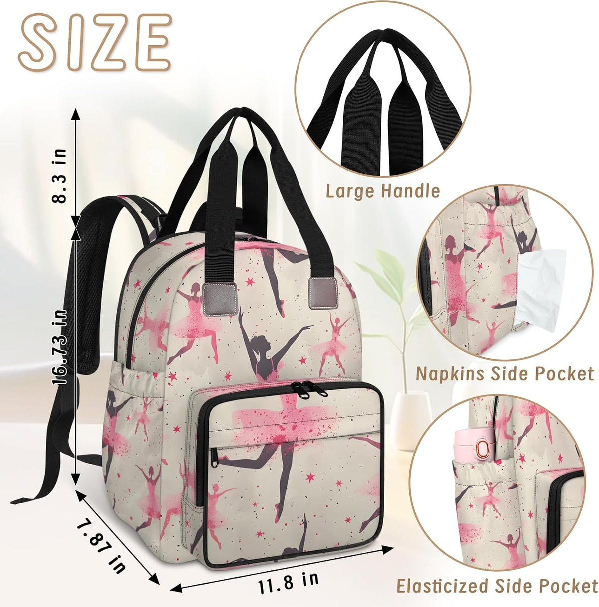 Leaves Fall Diaper Bag Backpack for Travel, Waterproof Diaper Bag with Insulated Bottle Pockets & USB Port, Large Capacity Baby Bag for Moms & Dads