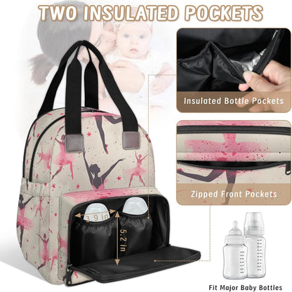 Leaves Fall Diaper Bag Backpack for Travel, Waterproof Diaper Bag with Insulated Bottle Pockets & USB Port, Large Capacity Baby Bag for Moms & Dads
