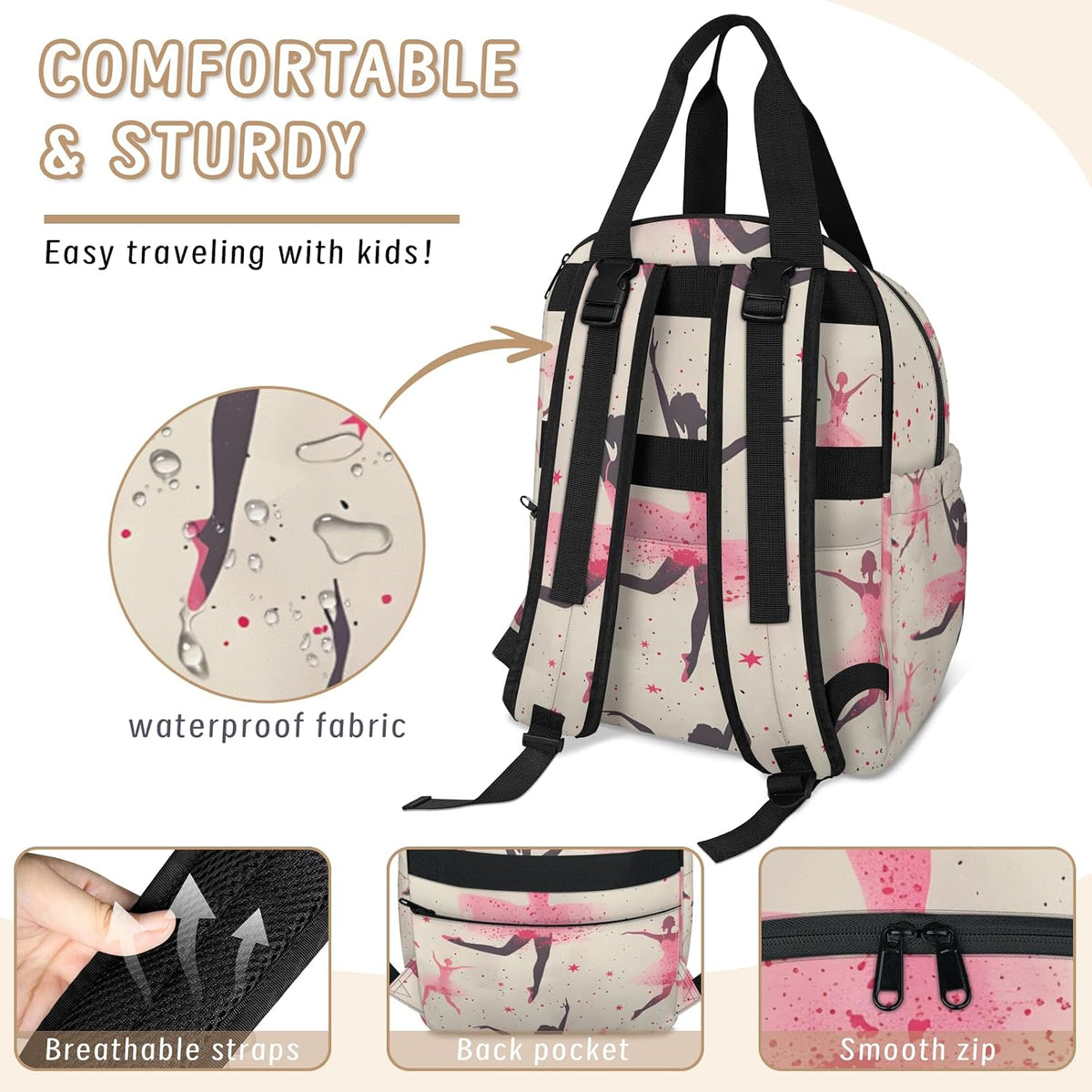 Leaves Fall Diaper Bag Backpack for Travel, Waterproof Diaper Bag with Insulated Bottle Pockets & USB Port, Large Capacity Baby Bag for Moms & Dads