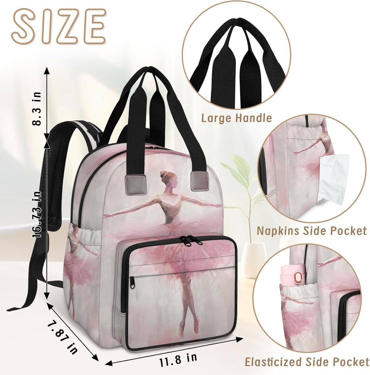 Leaves Fall Diaper Bag Backpack for Travel, Waterproof Diaper Bag with Insulated Bottle Pockets & USB Port, Large Capacity Baby Bag for Moms & Dads