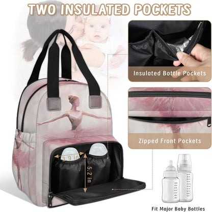 Leaves Fall Diaper Bag Backpack for Travel, Waterproof Diaper Bag with Insulated Bottle Pockets & USB Port, Large Capacity Baby Bag for Moms & Dads