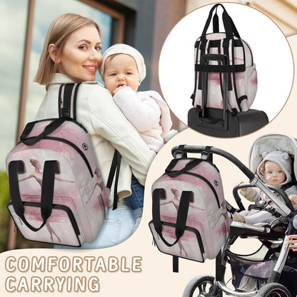 Leaves Fall Diaper Bag Backpack for Travel, Waterproof Diaper Bag with Insulated Bottle Pockets & USB Port, Large Capacity Baby Bag for Moms & Dads