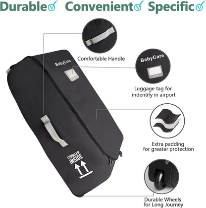 Stroller Travel Bag Compatible with UPPAbaby Vista, Vista V2, Cruz V2,Uppa-baby Bag With Wheels,Dual Handles,Luggage Tag for Airplane Flight Travel