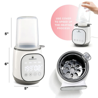 Baby Bottle Warmer for Breastmilk - 5-in-1 Feeding Bottle Warmers for all Bottles, Food Jars, and Breastmilk Bags - Smart Accurate Temperature Control, Automatic Shut-Off Milk Warmer for Baby
