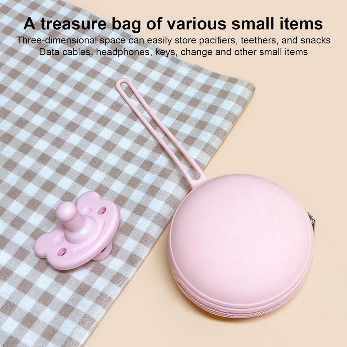 Silicone Pacifier Container Small Round Zipper Rope Cute Storage Purse