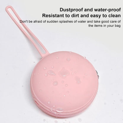 Silicone Pacifier Container Small Round Zipper Rope Cute Storage Purse