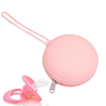 Silicone Pacifier Container Small Round Zipper Rope Cute Storage Purse