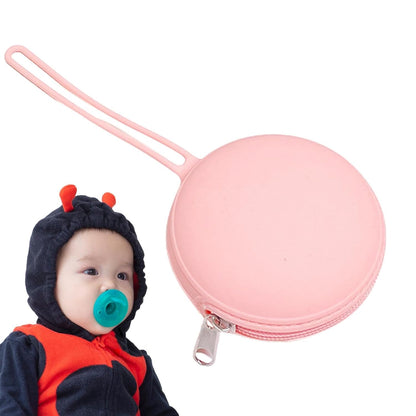 Silicone Pacifier Container Small Round Zipper Rope Cute Storage Purse