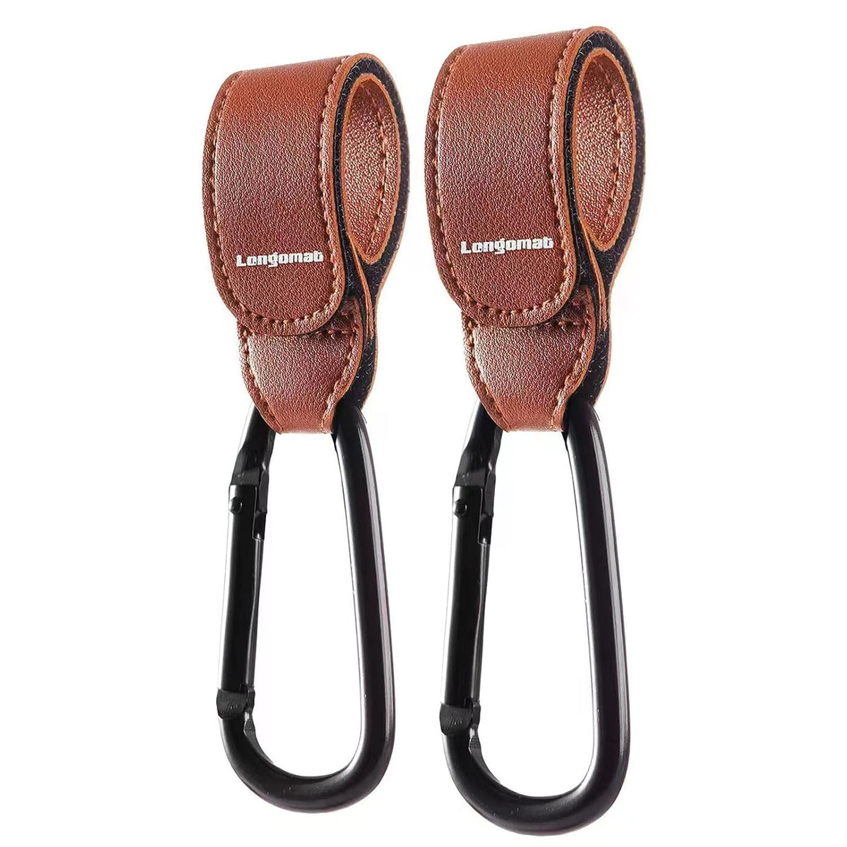 2Pack Brown Stroller Hooks for Bags,Stroller Anti-Slip Hook,Adjustable Stroller Carabiner Clip Bag Hook, Universal Stroller Accessories