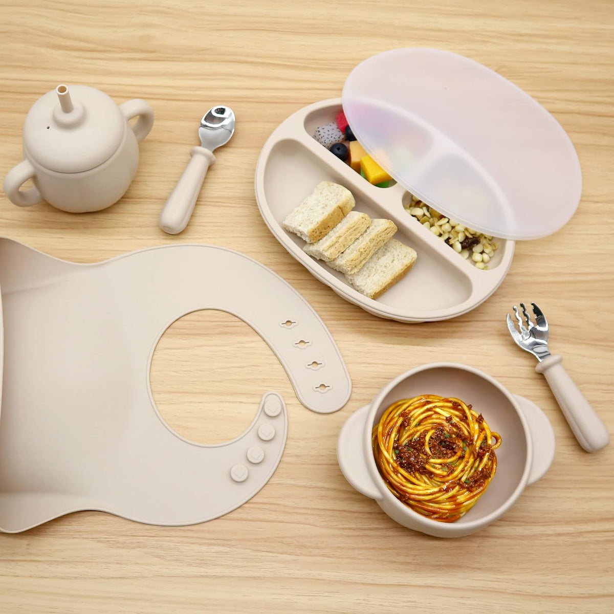 Silicone Baby Led Weaning 9 Piece Set, Pumpkin Style, Orange