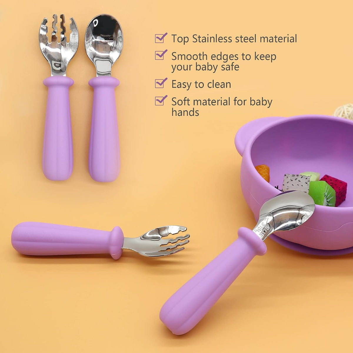 Silicone Baby Led Weaning 9 Piece Set, Pumpkin Style, Orange