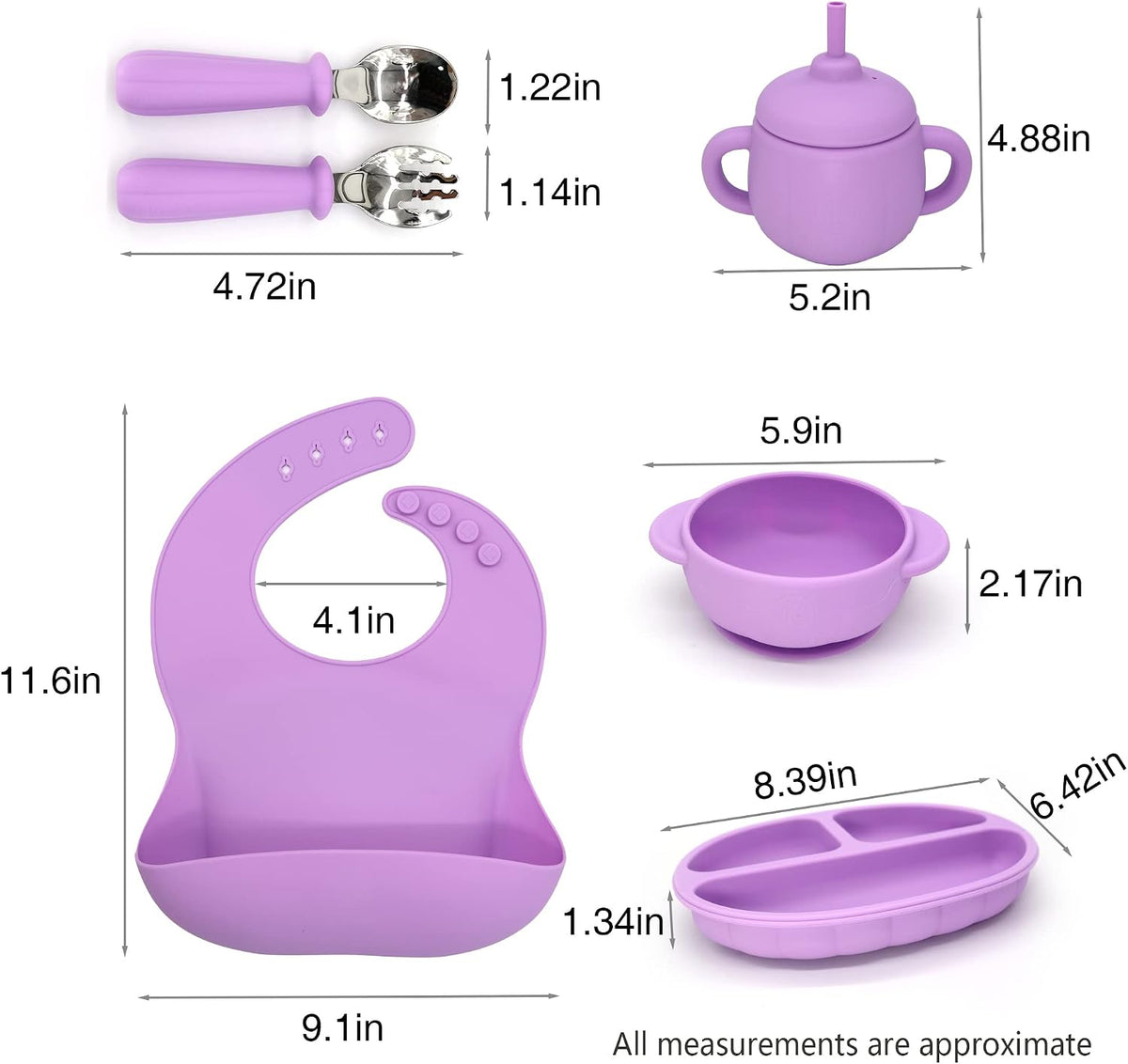 Silicone Baby Led Weaning 9 Piece Set, Pumpkin Style, Orange