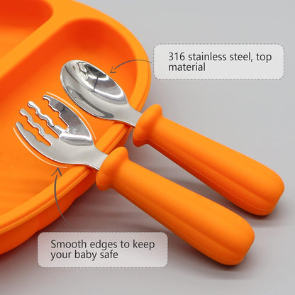 Silicone Baby Led Weaning 9 Piece Set, Pumpkin Style, Orange