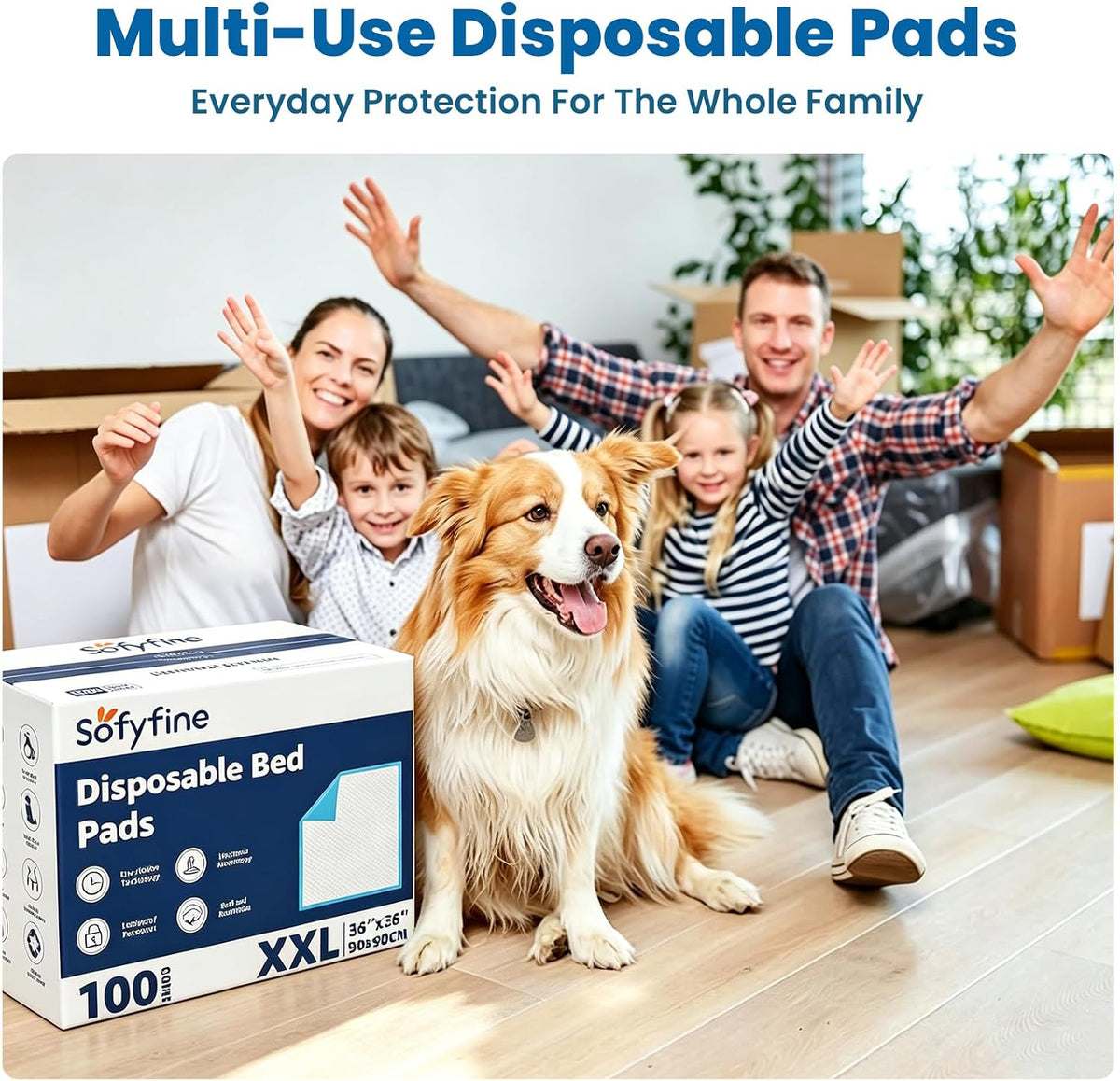 100 Count Disposable Changing Pads for Baby 17" x 24"Portable Changing Diaper Liners for Mess Free Travel, Leakproof Incontinence Bed Pads,Waterproof Table Protector Mat, Toddler Pee Pads