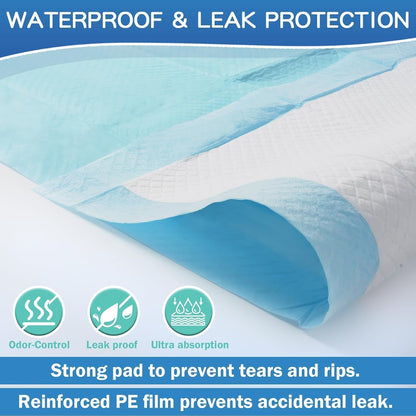 100 Count Disposable Changing Pads for Baby 17" x 24"Portable Changing Diaper Liners for Mess Free Travel, Leakproof Incontinence Bed Pads,Waterproof Table Protector Mat, Toddler Pee Pads