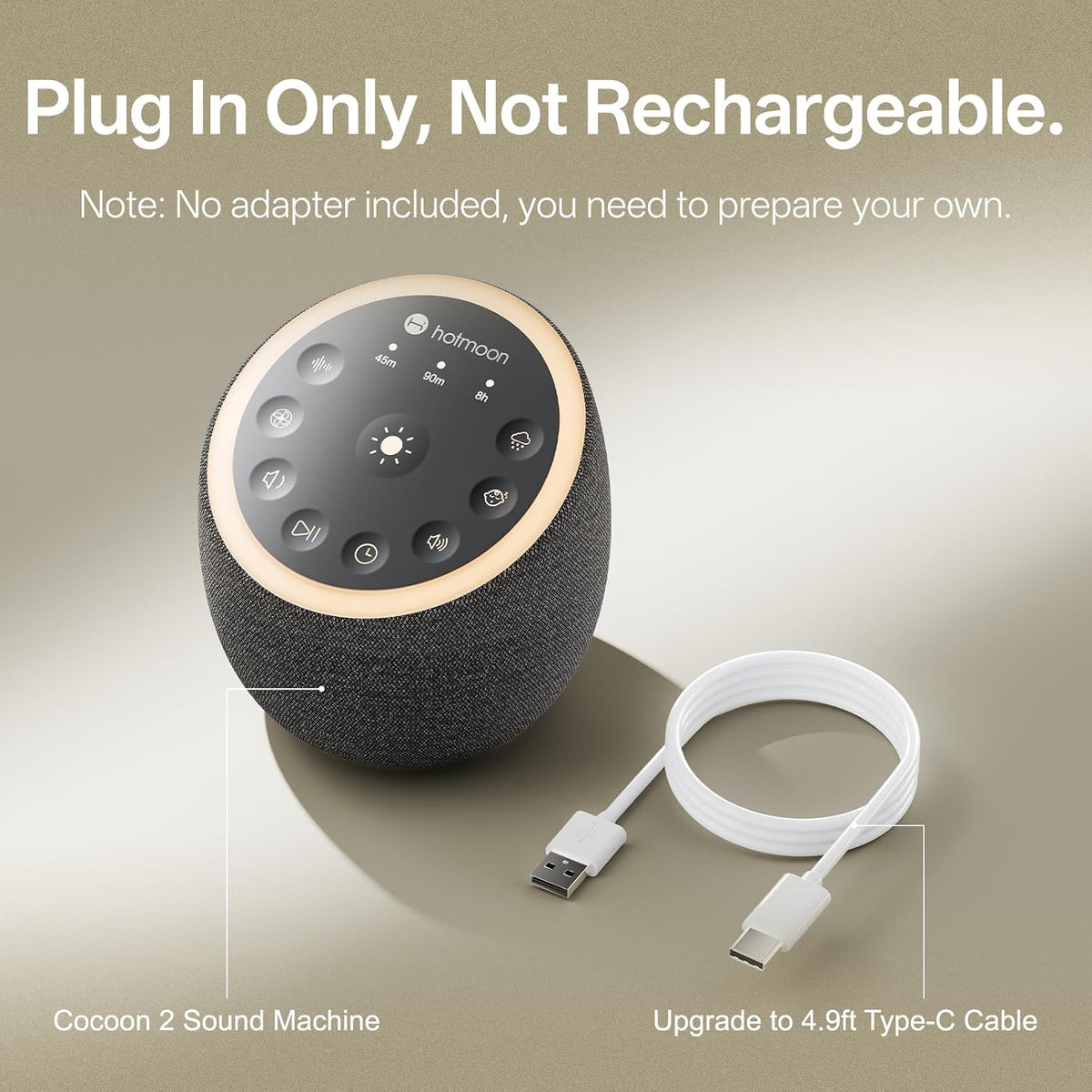 Sound Machine for Sleep, Cocoon 2, 40 Sounds, Dual-Speaker, Plug in