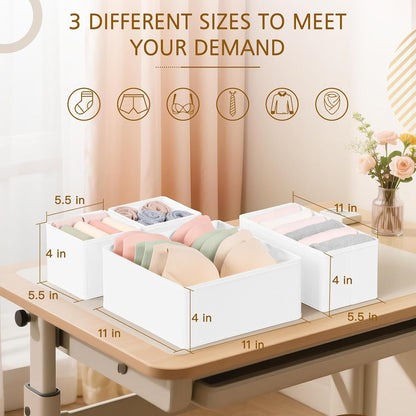 Drawer Organizer for Clothes, Foldable Dresser Dividers with 3 Sizes, Fabric Storage Bins – Beige