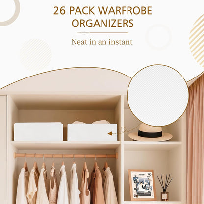 Drawer Organizer for Clothes, Foldable Dresser Dividers with 3 Sizes, Fabric Storage Bins – Beige
