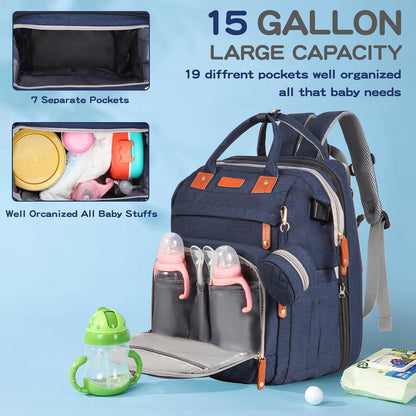 JOYCE Diaper Bag Backpack with Changing Station,Grey